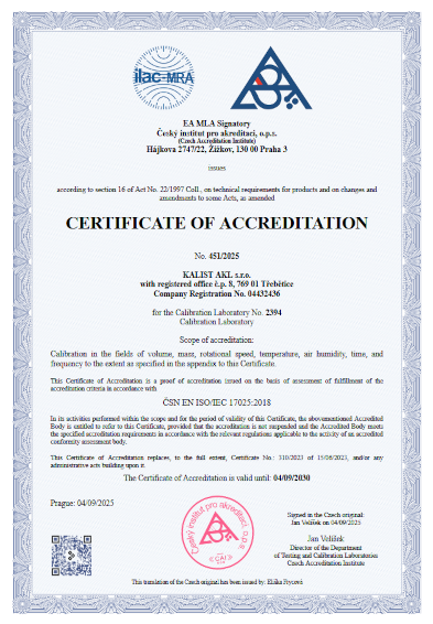 Certificate of accreditation