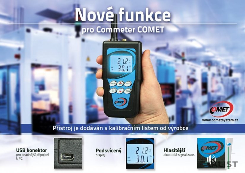Digitální teploměr, vlhkoměr se záznamem Comet D3120