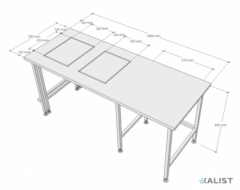Laboratorní stůl pro dvě analytické váhy s pracovní plochou