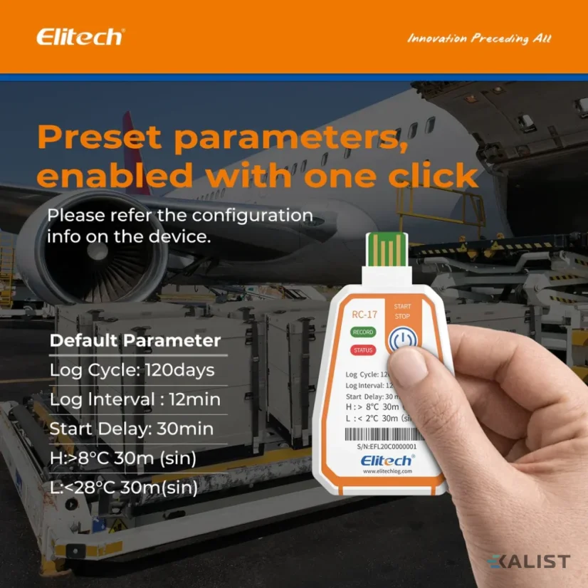 Jednorázový datalogger teploty Elitech RC-17
