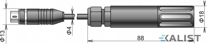 Teplotní a vlhkostní sonda DIGIL/E s kabelem - ELKA
