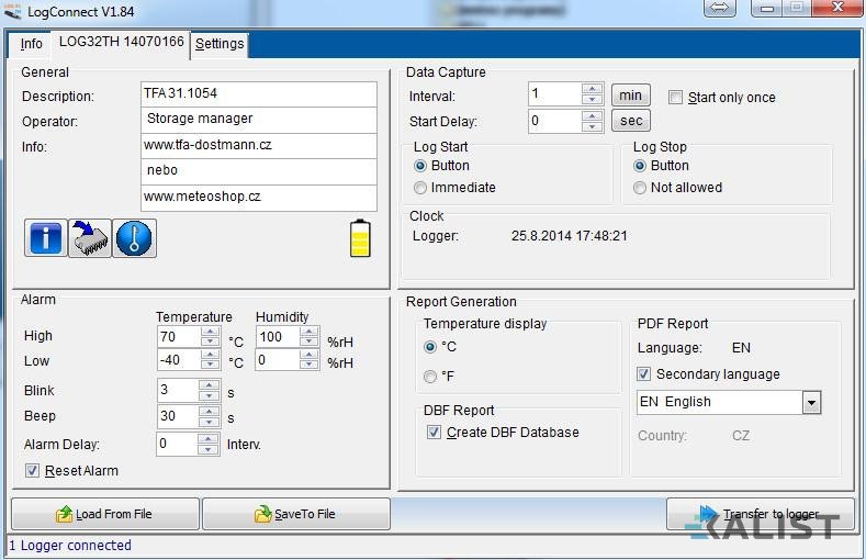Datalogger teploty a vlhkosti s PDF výstupem a připojením USB - TFA 31.1054 LOG32 TH