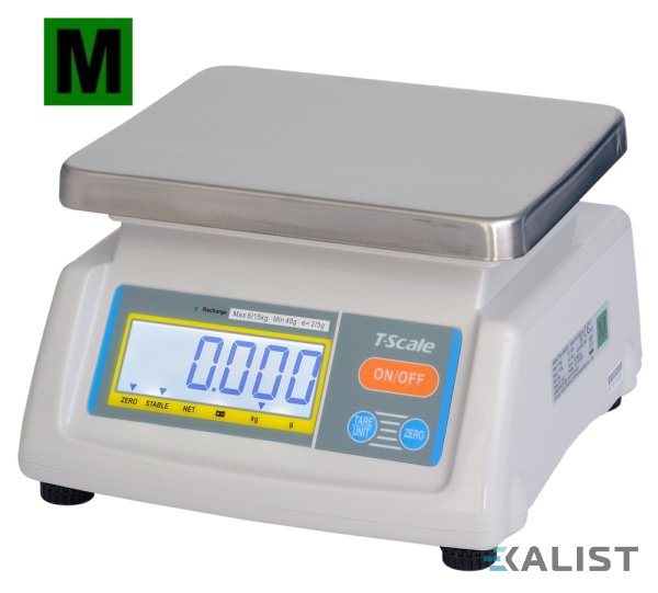 Kuchynská váha T-Scale T28 oficiálne certifikovaná - Maximálna váživosť: 25 kg, Vážení v dvoch rozsahoch: 15 kg / 25 kg