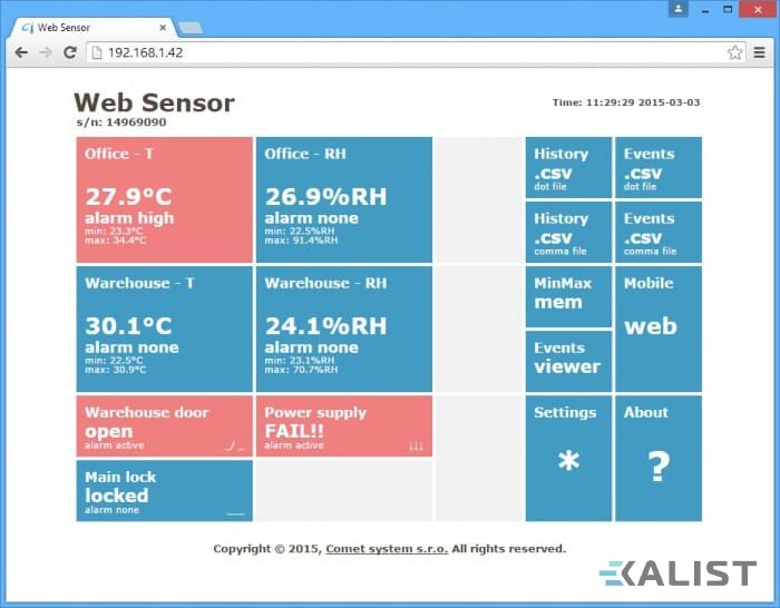 Web Sensor Comet P8652 PoE dvoukanálový snímač s binárními vstupy