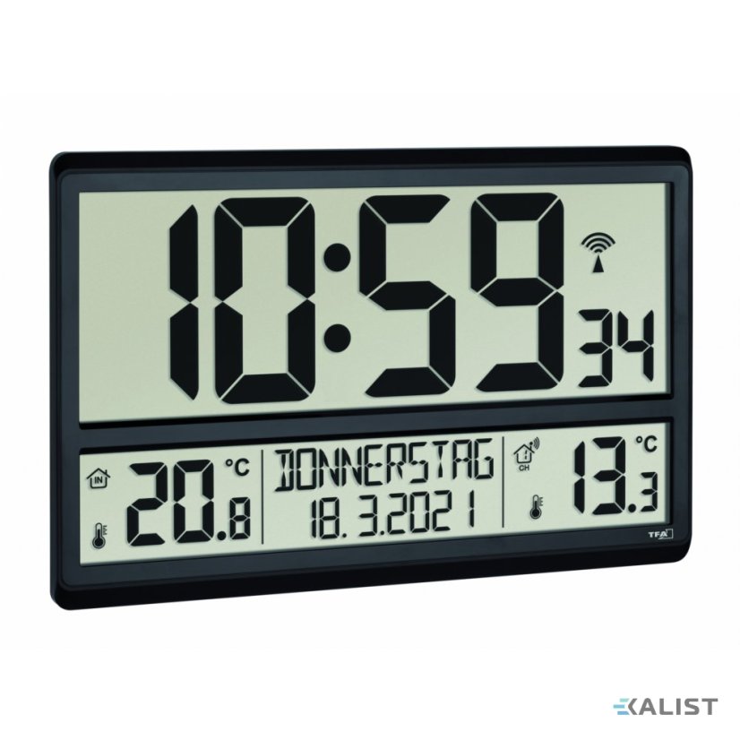 Nástenné hodiny TFA 60.4521.01 s vnútornou a vonkajšou teplotou
