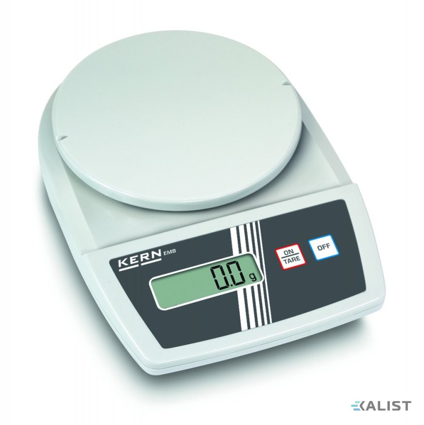 Laboratórna váha Kern EMB - Maximálna váživosť: 5,2 kg, Rozlíšenie - hmotnosť (dielik): 1 g, Rozmery vážiacej plochy: Ø 150 mm, Opakovateľnosť: 1 g, Linearita: ± 3 g