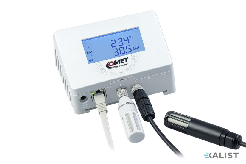 Ethernet senzor teploty, vlhkosti a CO₂ s PoE Comet TA3621
