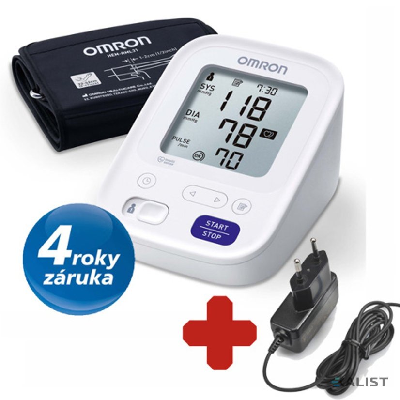 Tonometr OMRON M3 AC se zdrojem, úředně ověřený