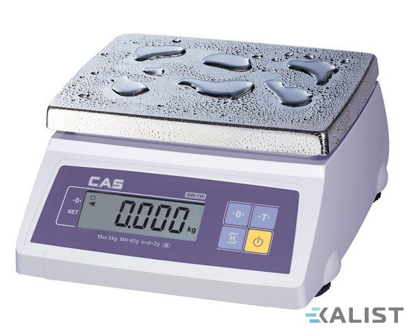 Kuchyňská váha CAS SW 1W voděodolná, úředně ověřená - Vážení ve dvou rozsazích: 4 kg / 10 kg