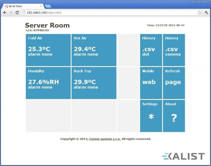 Teploměr, vlhkoměr Comet P8541 s výstupem na ethernet