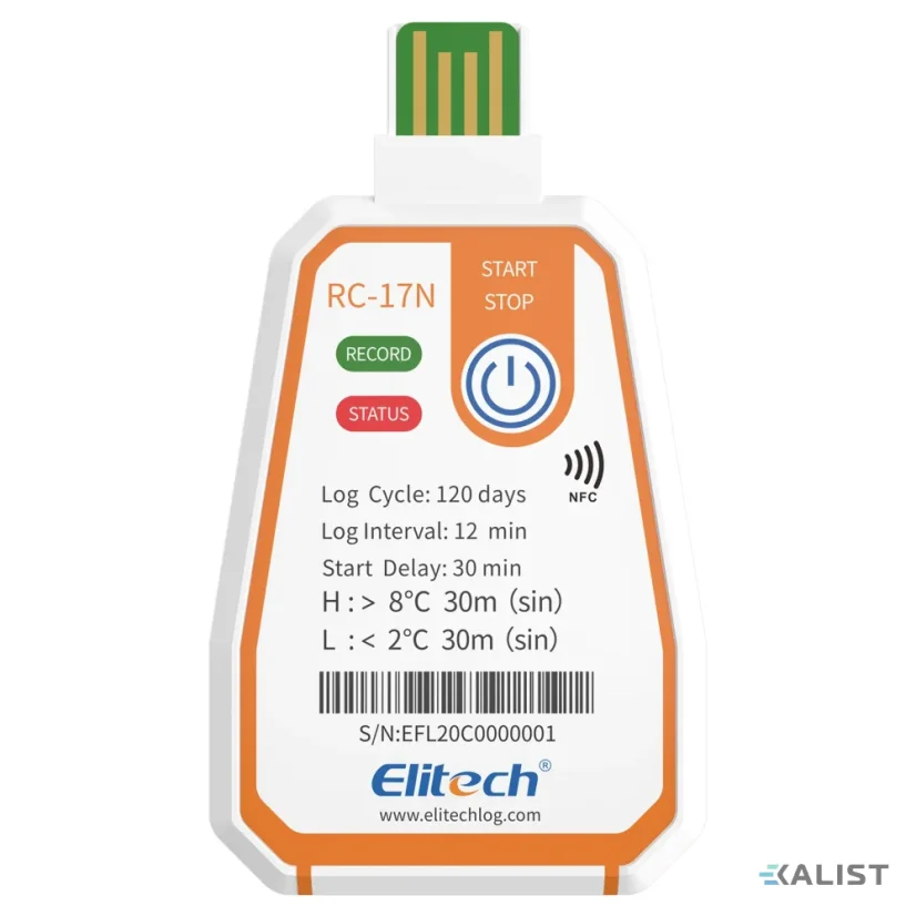 Jednorazový datalogger teploty Elitech RC-17-N s NFC