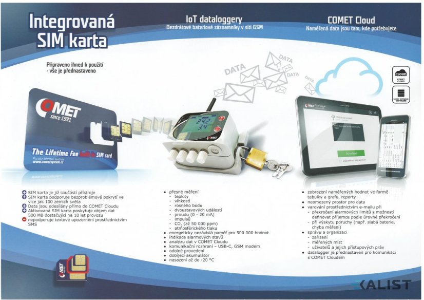Datalogger Comet U5841 s 3 napäťovými vstupmi 0-10V a 1 binárnym vstupom - Typ dátového pripojenia: 2G