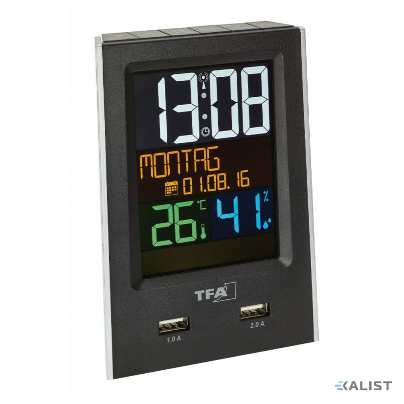 Digitálny budík s funkciou nabíjania telefónu TFA 60.2537.01