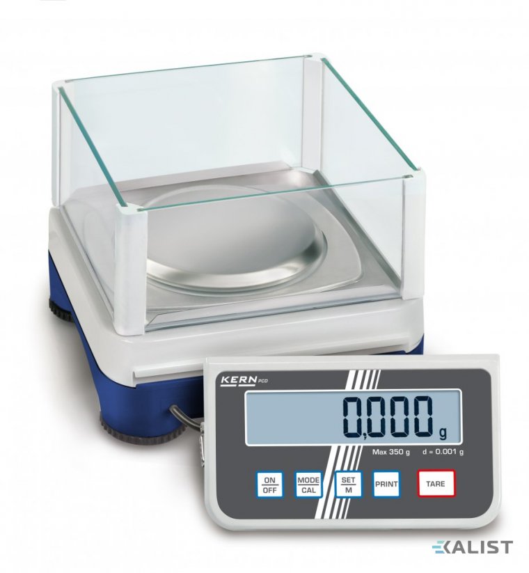 Laboratorní váha Kern PCD - Maximální váživost: 10 kg, Rozlišení - hmotnost (dílek): 0,1 g, Rozměry vážící plochy: 160 × 160 mm, Opakovatelnost: 0,1 g, Linearita: ± 0,3 g