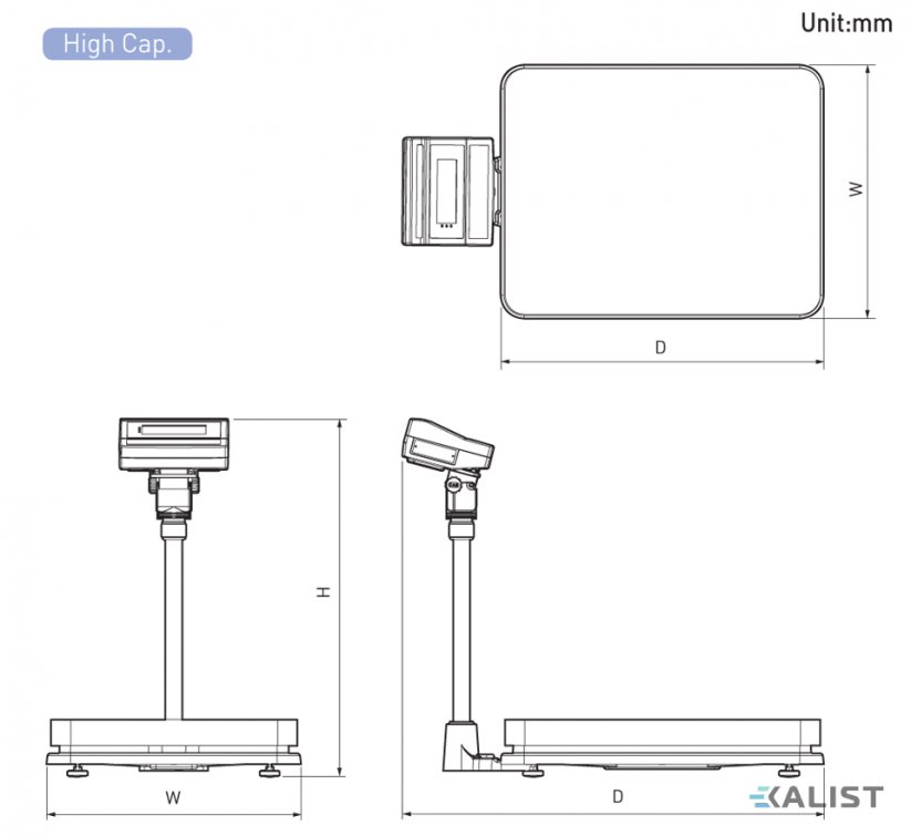Můstková váha s LCD displejem CAS DB2 úředně ověřená - Vážení ve dvou rozsazích: 30 kg / 60 kg, Rozměry vážící plochy: 360 x 460 mm