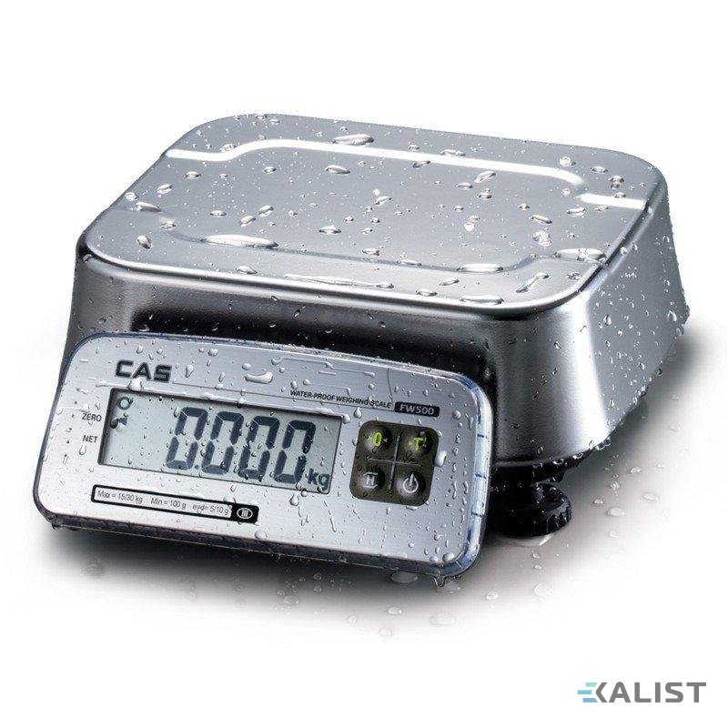Voděodolná váha CAS FW-500 úředně ověřená - Vážení ve dvou rozsazích: 3 kg / 6 kg