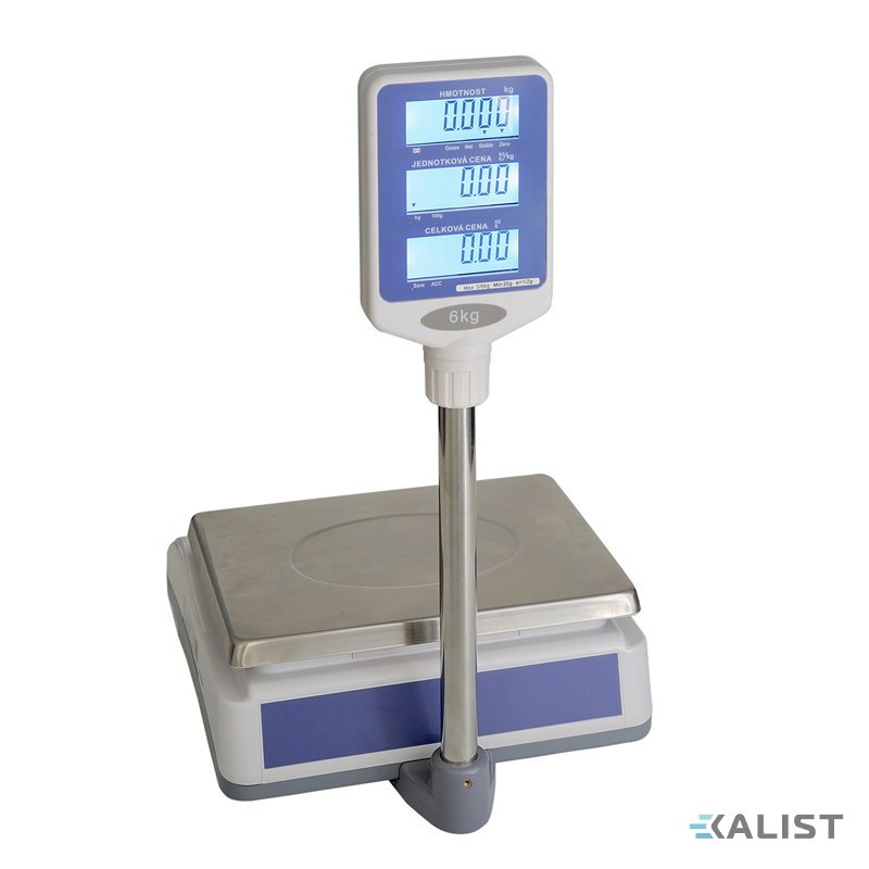 Komerčná mierka T-Scale QSP oficiálne certifikovaná - Maximálna váživosť: 30 kg, Vážení v dvoch rozsahoch: 15 kg / 30 kg