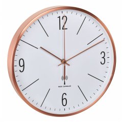 Nástěnné hodiny řízené rádiově TFA 60.3534.51 v barvě mědi a tichým chodem