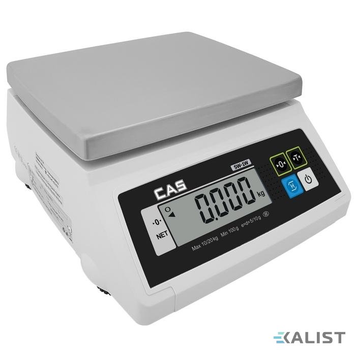 Kuchyňská váha CAS SW 1W voděodolná, úředně ověřená - Vážení ve dvou rozsazích: 4 kg / 10 kg
