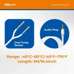 Elitech dual temperature probe, 5 meter cable