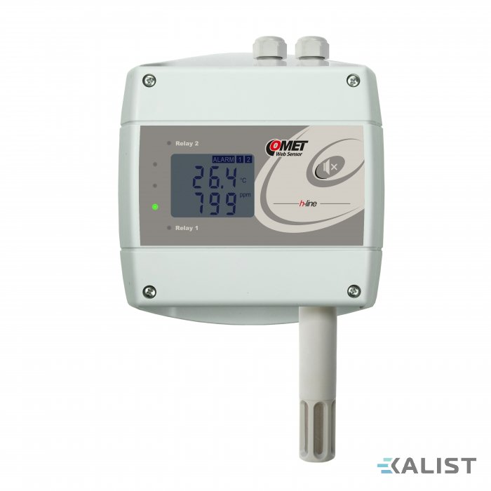 Snímač teploty, vlhkosti a CO2 Comet H6520 s výstupem na Ethernet a dvě relé