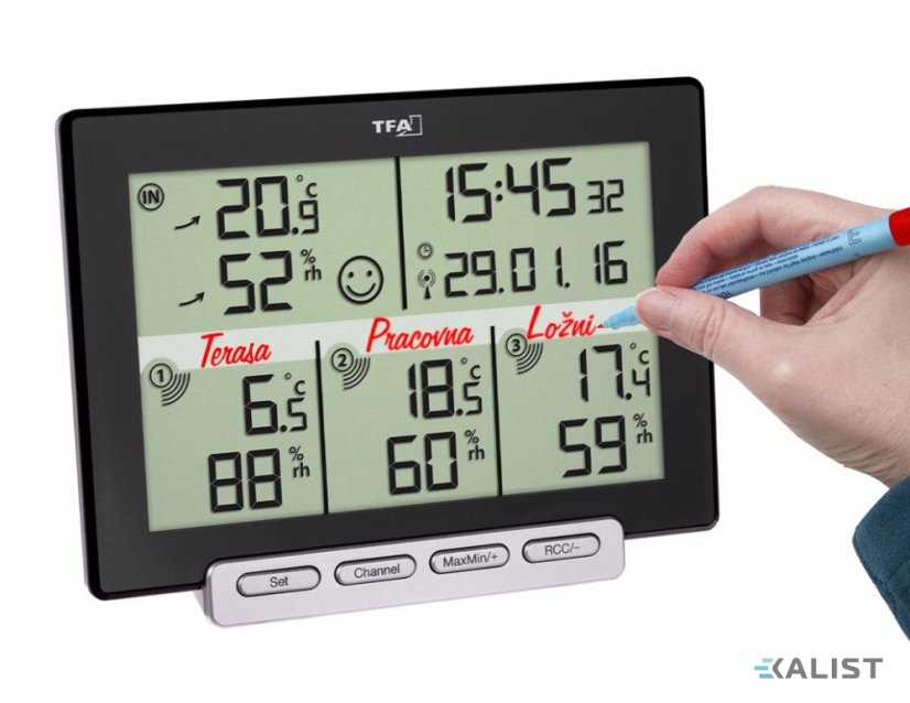 Teploměr a vlhkoměr TFA 30.3057.01 MULTI-SENSE s třemi bezdrátovými čidly