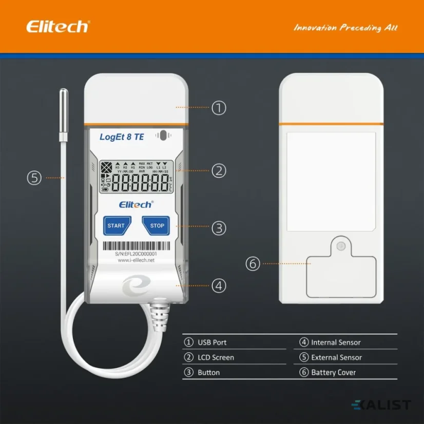 Datalogger teploty do -85°C Elitech LogEt-8-PTE