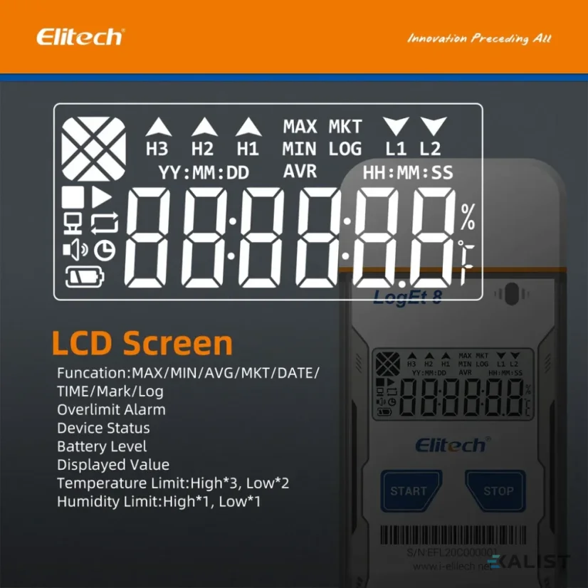 Temperature data logger up to -40°C Elitech LogEt-8-TE