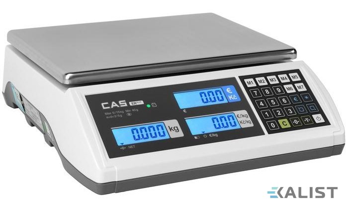 Váha CAS ER PLUS bez nožky, úředně ověřená - Vážení ve dvou rozsazích: 6 kg / 15 kg