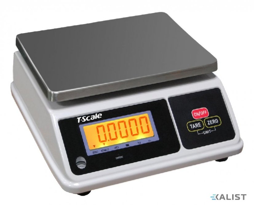 Kuchynská váha T-Scale SW oficiálne certifikovaná - Maximálna váživosť: 6 kg, Vážení v dvoch rozsahoch: 3 kg / 6 kg