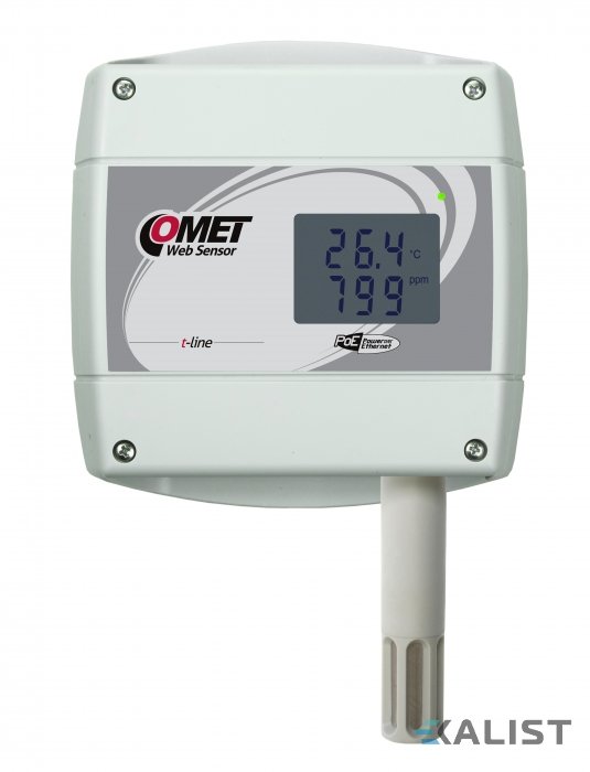 Teploměr, vlhkoměr a detektor CO2 Comet T6640 PoE  s výstupem na ethernet
