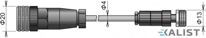 Kabel prodlužovací k sondě CO2, konektor M12/M8