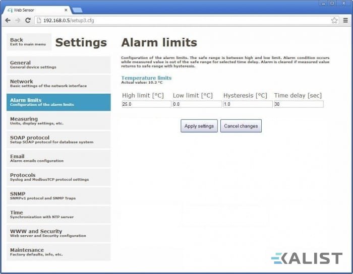 Web Sensor Comet T4511 teploty s výstupem na Ethernet