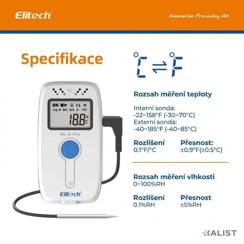 Elitech RC-4Pro-HC s externí sondou teploty