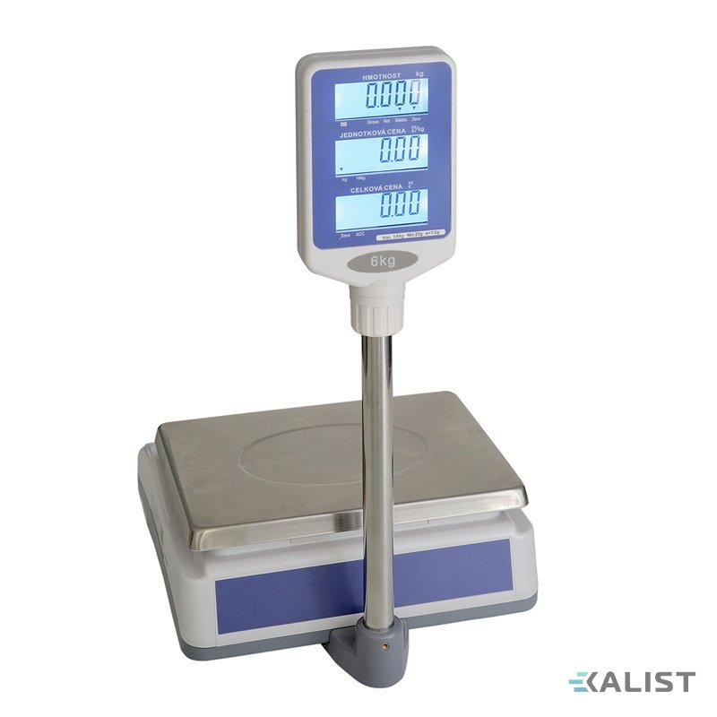 Obchodní váha T-Scale QSP úředně ověřená - Maximální váživost: 15 kg, Vážení ve dvou rozsazích: 6 kg / 15 kg