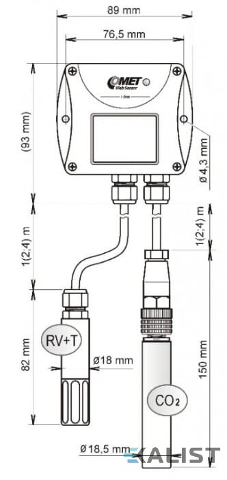 Web Sensor Comet T6541 teploty, vlhkosti a CO2 s výstupem na Ethernet