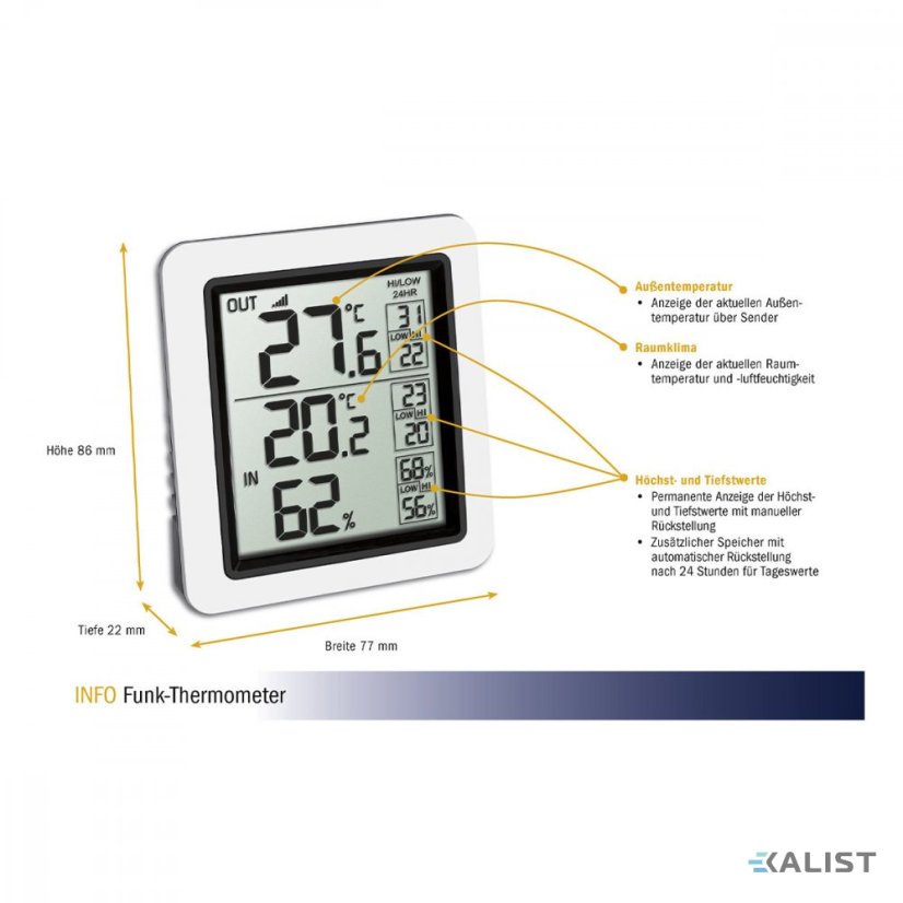 Bezdrátový teploměr s vlhkoměrem TFA  INFO 30.3065.02