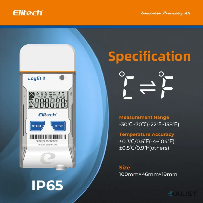 Temperature data logger up to -196°C Elitech LogEt-8-UTE