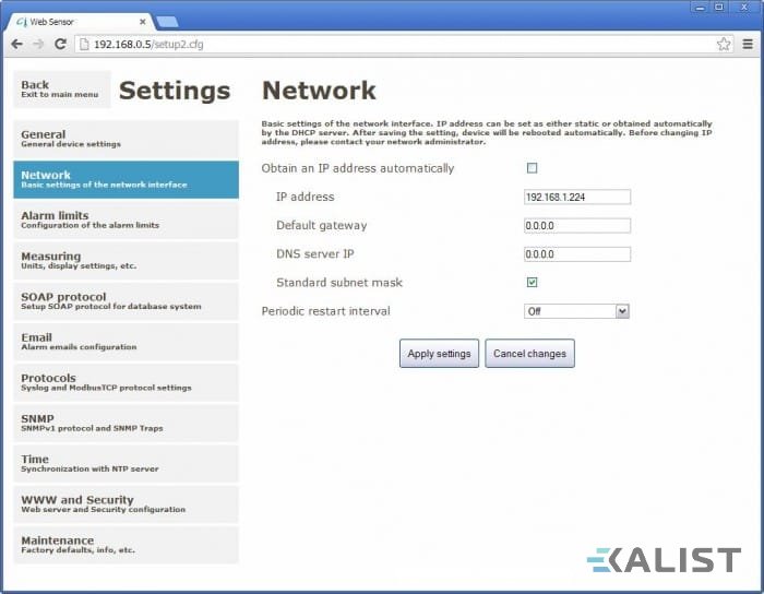 Web Sensor Comet T7511 teploty, vlhkosti a tlaku s výstupem na Ethernet