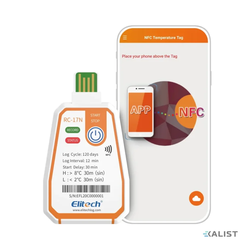 Jednorazový datalogger teploty Elitech RC-17-N s NFC