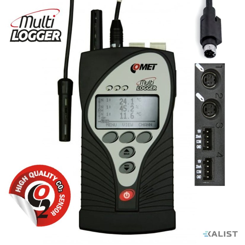 Multilogger teploty, vlhkosti, CO2 s barometrom Comet M1323